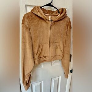 SKIMS Women's Velour Cropped Full Zip Sweatshirt, XS